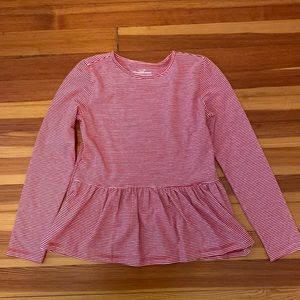 Red + White Stripes Long Sleeves Tunic